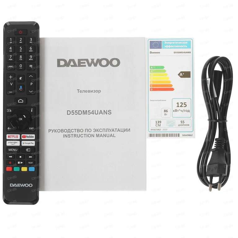 Телевизор Daewoo 55DM54UA (55", 4K UltraHD, Android TV, 20 Вт)