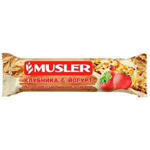 Батончик Musler злаковый Клубничный в йогуртовой глазури 30 г