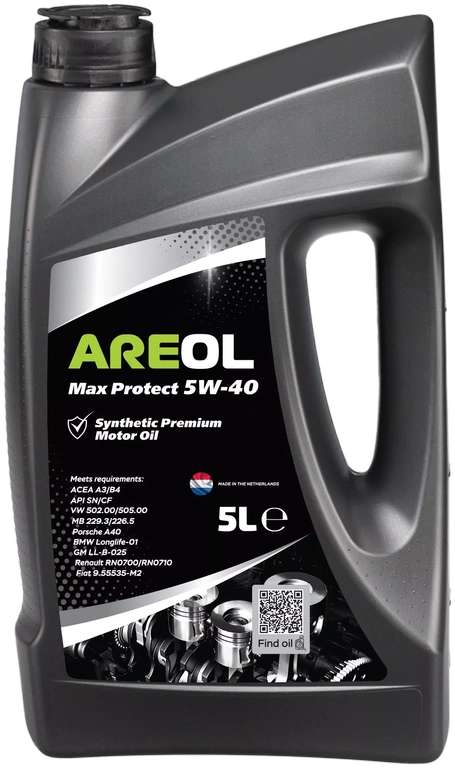 Синтетическое моторное масло Areol Max Protect 5W-40 5л в Вестмаркет