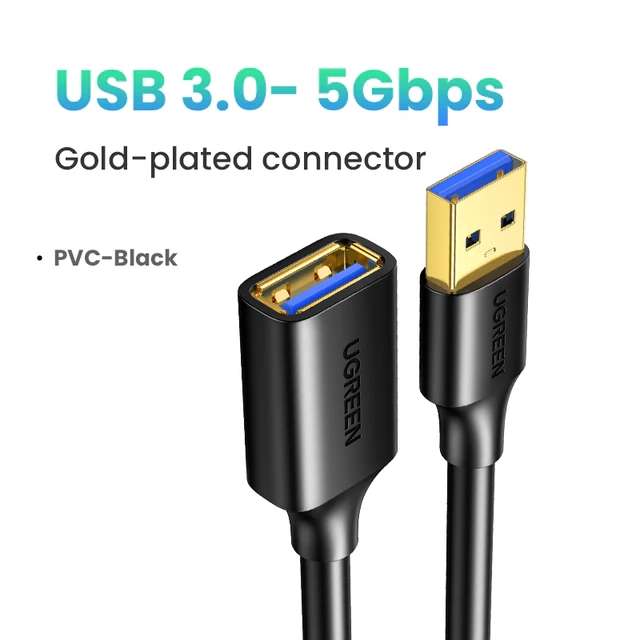 Кабель UGREEN USB-A - USB-A (папа-мама), 3m, USB 3.0 (5Gbps)