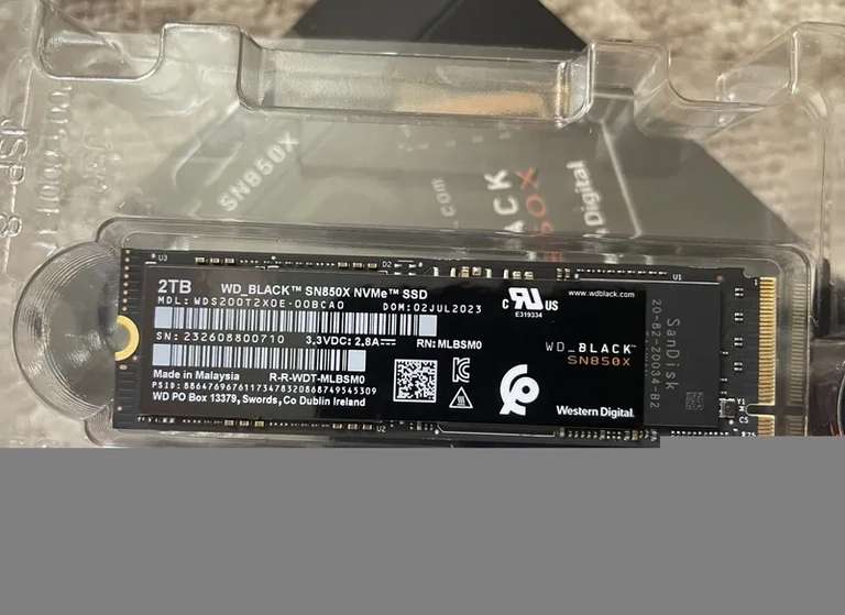 2 ТБ Внутренний SSD-диск Western Digital SN850X (PCIE 4.0 M.2 NVMe)