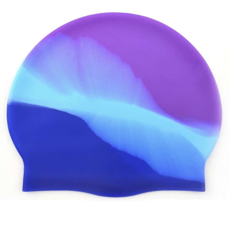 Шапочка для плавания Mystyle взрослая (56-65 см), фиолетово-синяя, силикон
