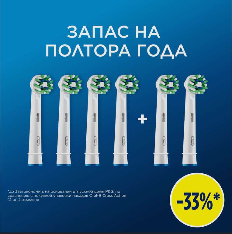 Оригинальные насадки для электрической зубной щетки Oral-B Pro Cross Action, 6 шт (с картой OZON)