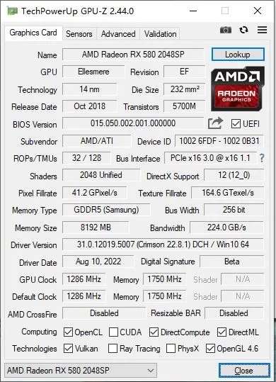 Видеокарта Radeon RX 580 8 ГБ (из-за рубежа)