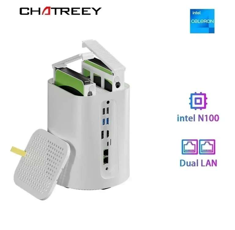 Мини-ПК Chatreey NAS Intel N100 SSD Windows 11