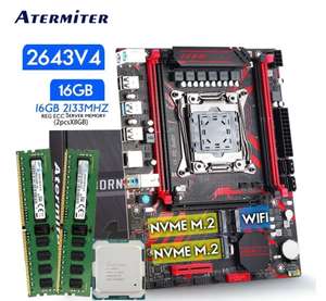 Материнская плата Atermiter Intel X99 LGA 2011-3 + XEON E5 2643 V4 3,4 ГГц (6 ядер/12 потока) + 16 Гб DDR4 2133МГц + NVME M.2 (из-за рубежа)