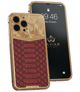 Кавер на iPhone Caviar Rouge, красно-золотой, в caviar-phone.ru