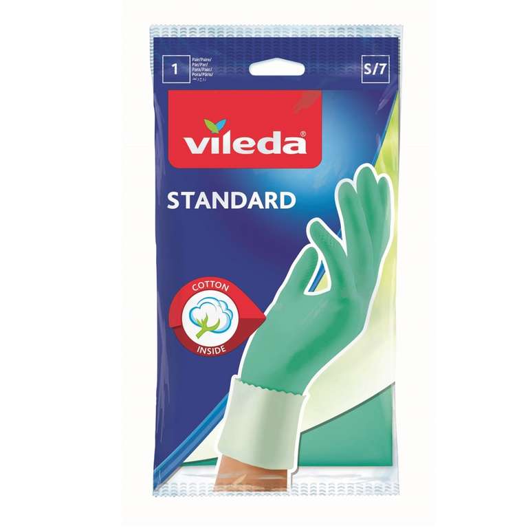 Перчатки хозяйственные Vileda Universal с хлопковым напылением, размер S