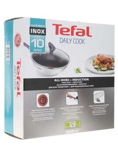 Скидки на Tefal, например компл. вок+крышка Daily Cook G7309955 нерж сталь при оплате картой онлайн