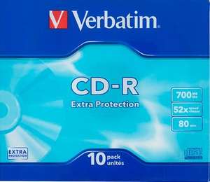 Оптический диск CD-R Verbatim 700МБ 52x, 10шт., slim case 43415