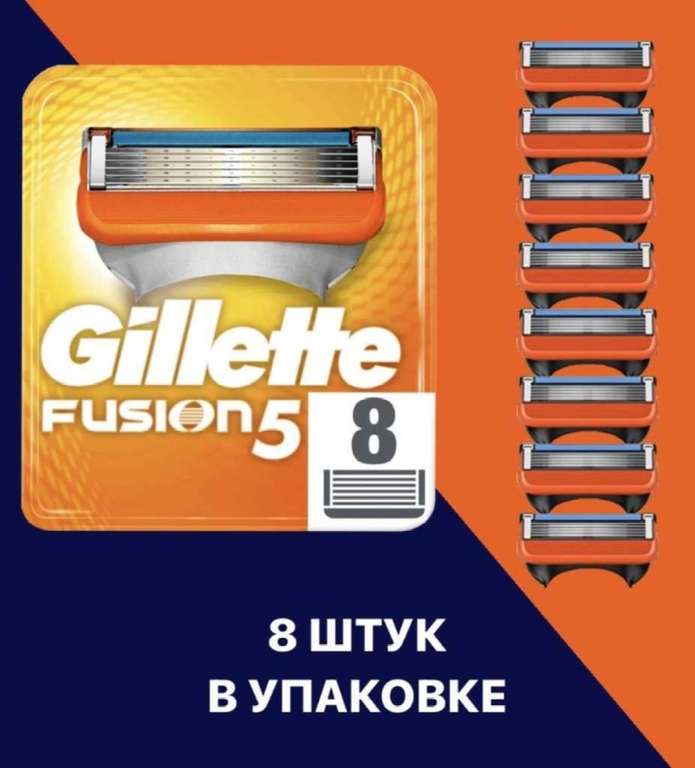 Набор сменных кассет для бритья совместимые с Gillette Fusion, 8 шт.