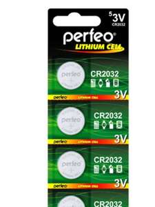 Батарейки Perfeo CR2032 литиевые дисковые, 5шт, 3V