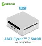 Мини ПК SZBOX S58 5800H Mini PC (AMD Ryzen 7 (3.2 ГГц), поддержка wifi 6 , DDR4,), серебро (цена с ozon картой) (из-за рубежа)