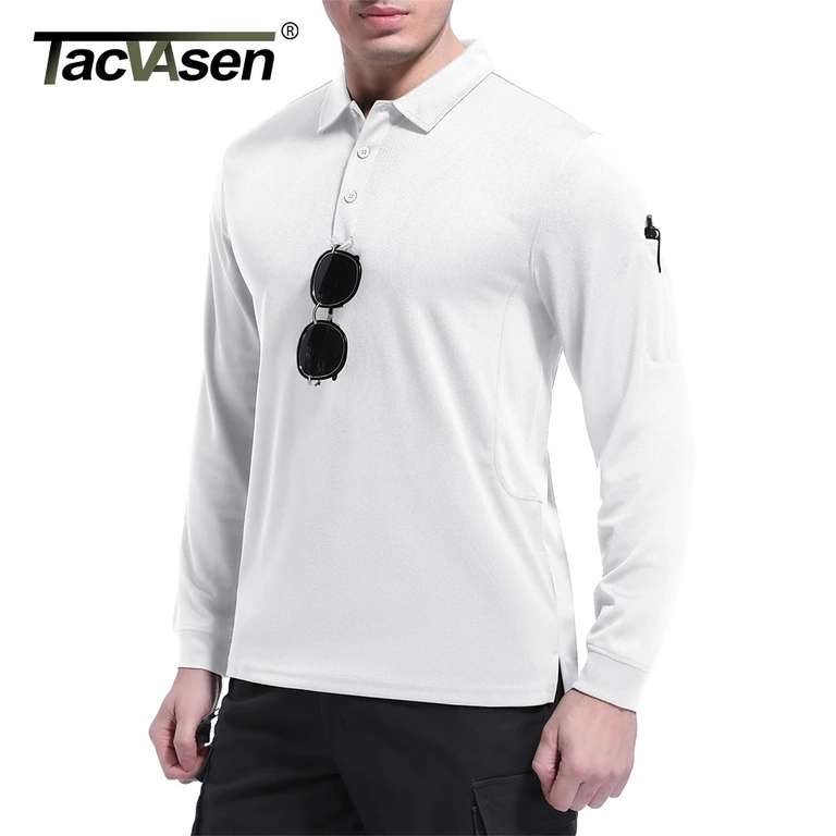 Мужской лонгслив-поло TACVASEN (21 цвет, XS-2XL)