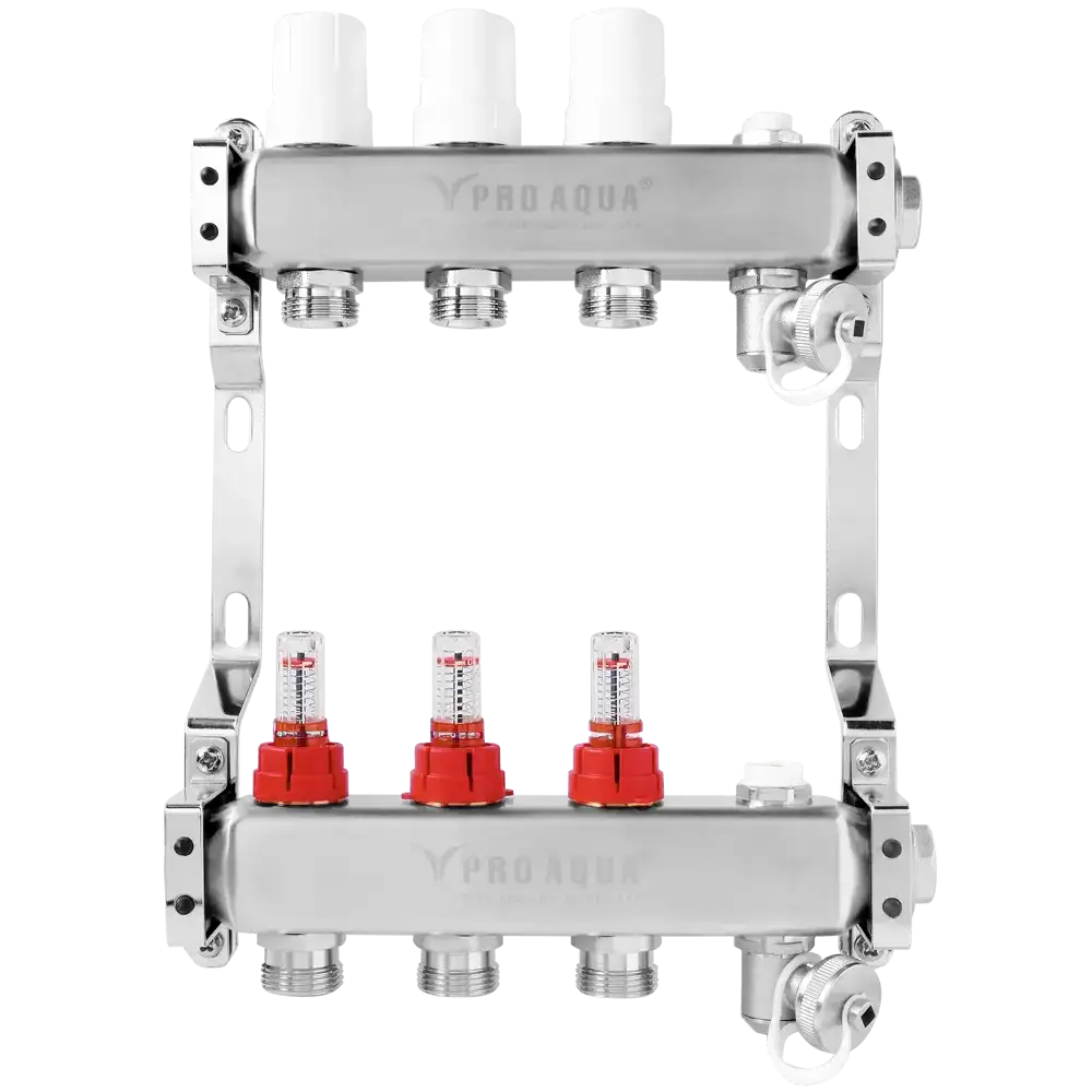 [Мск, МО] Коллекторная группа с расходомерами Pro Aqua 1"x3/4" 3 выхода, нержавеющая сталь (в других городах цены от 5425₽ до 8232₽)