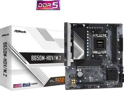 Материнская плата ASROCK B650M-HDV/M.2, SocketAM5, AMD B650, mATX, Ret (НЕТ В НАЛИЧИИ УЖЕ)