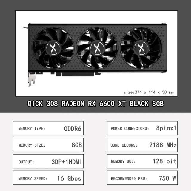 Видеокарта XFX Speedster Qick 308 RX 6600 XT
