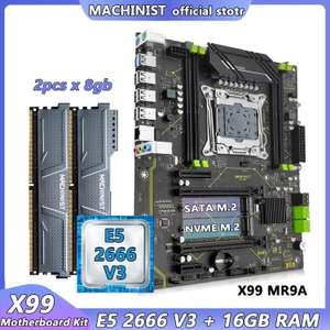 Материнская плата Machinist X99 ATX с процессором Xeon E5 2666 V3, LGA 2011-3, 16 Гб (2*8 ГБ)