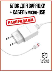 Borofone. Зарядное устройство для телефона + кабель Micro USB (1м)
