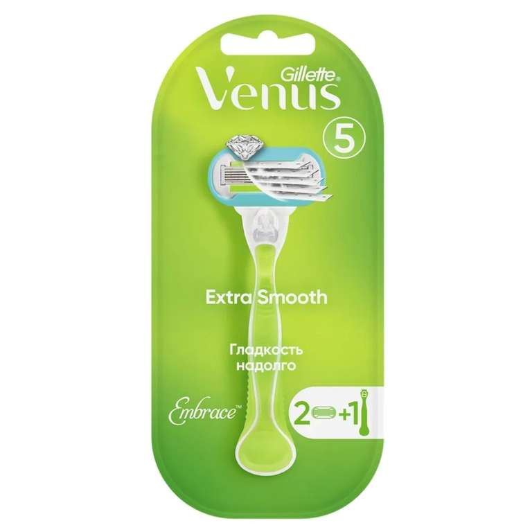 Женский бритвенный станок Gillette Venus Extra Smooth, 2 кассеты, 5 лезвий