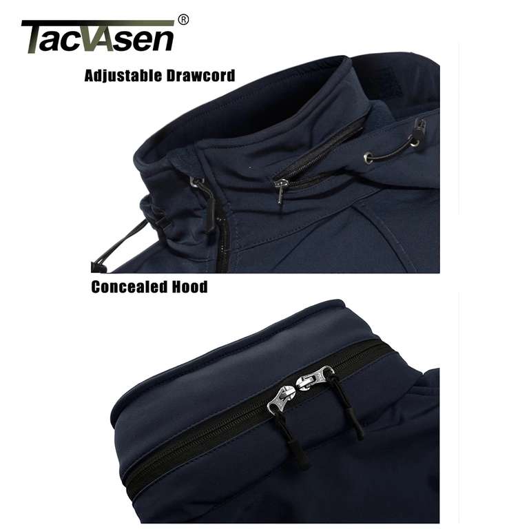 Мужская куртка на флисовой подкладке с капюшоном TACVASEN (р-ры S - 2XL, разные цвета)