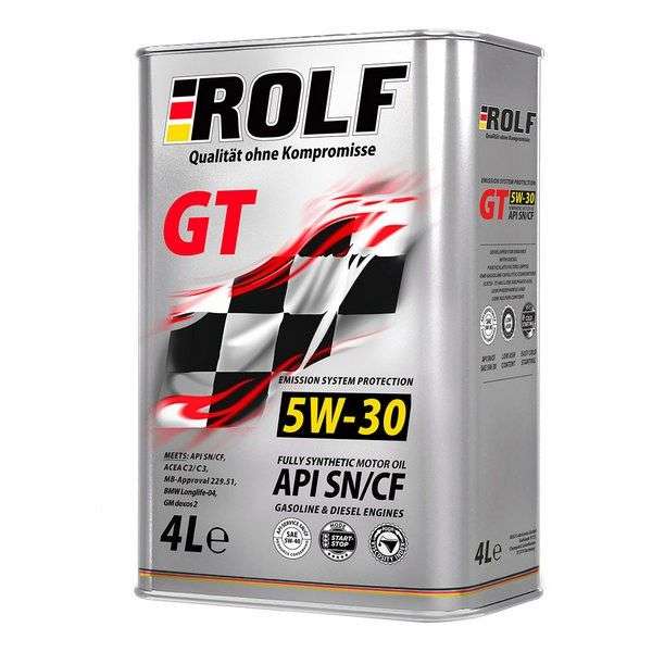 Моторное масло ROLF GT SAE 5W-30, API SN/CF. ACEA C2/C3 Синтетическое 4 л