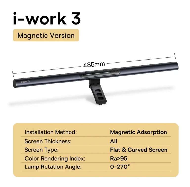 Магнитный светильник для экрана монитора Baseus I work 3
