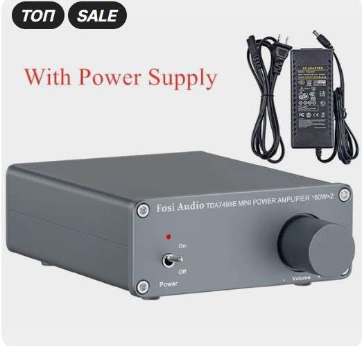 Усилитель мощности звука Fosi Audio TDA7498E, 2 канала, 160 Вт x 2