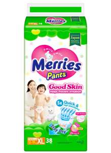 Подгузники-трусики Merries Good Skin XL 12-19кг 38 шт