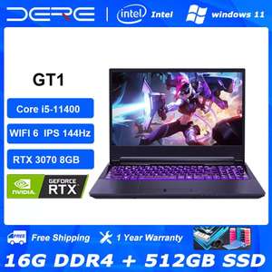 Игровой ноутбук Dere GT1, 16 дюймов, RTX 3070 8 ГБ, Intel Core i5-11400,16 ГБ ОЗУ + 512 ГБ SSD IPS