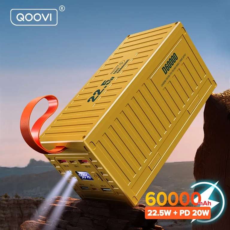 Внешний аккумулятор QOOVI на 60000 мАч, 22.5 Вт, PD QC 3.0 (из-за рубежа)