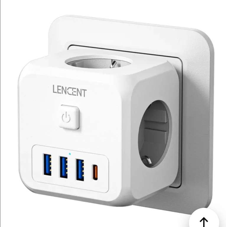 Настенная розетка LENCENT с 3 розетками переменного тока, 3 USB-порта, 1 Type C, 7 в 1, зарядное устройство с европейской вилкой