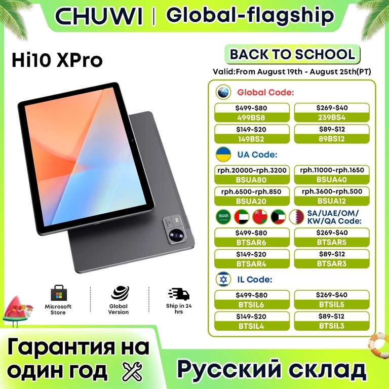 Планшет CHUWI Hi10 ХPro edition 10.1", 4GB, 128GB, 3G, LTE, Android 13 серый