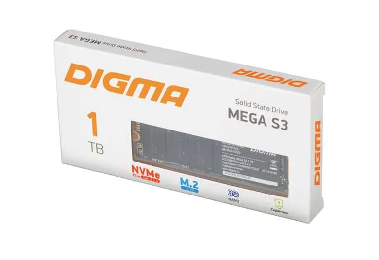 [Москва, возм. и др.] SSD диск DIGMA Mega S3 1ТБ (DGSM3001TS33T)