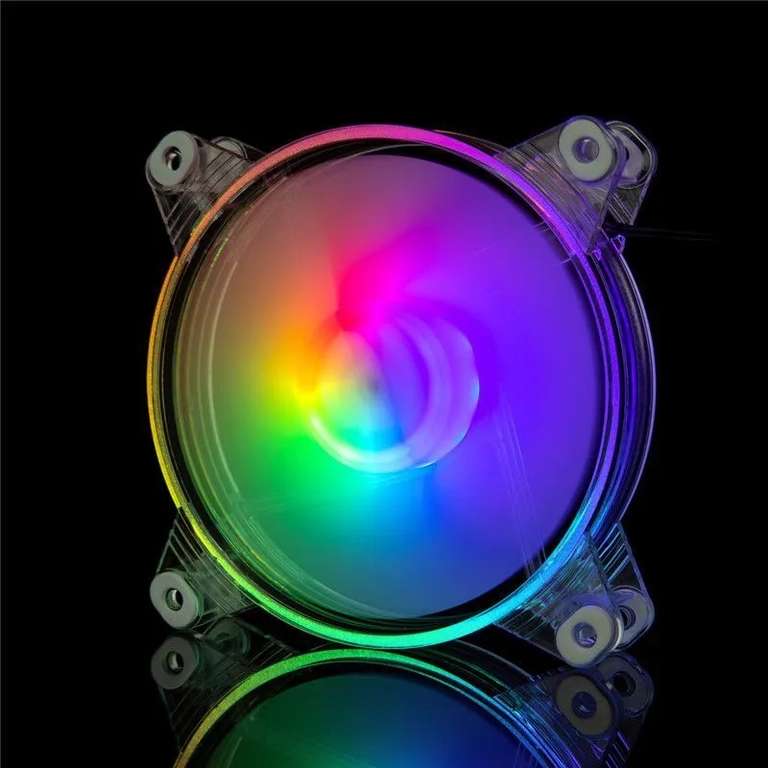 Вентилятор для компьютера 120 мм разноцветный c led подсветкой RGB прозрачный белый