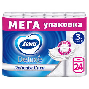 МЕТРО Туалетная бумага Zewa Deluxe 3-слойная, 24 рулона