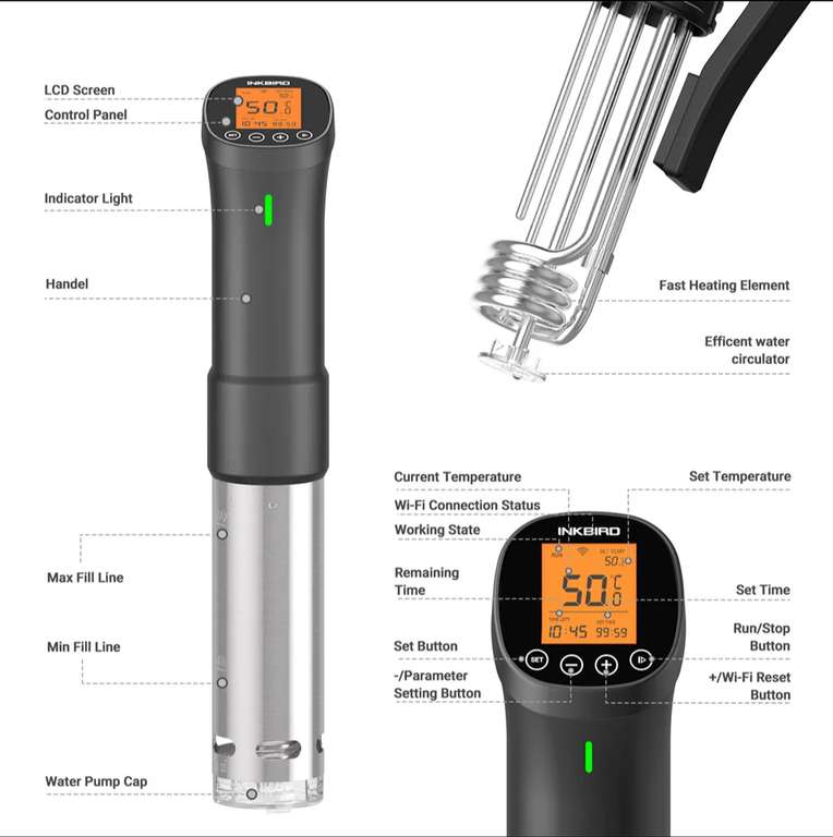 Термостат погружной INKBIRD ISV-200W Wi-Fi