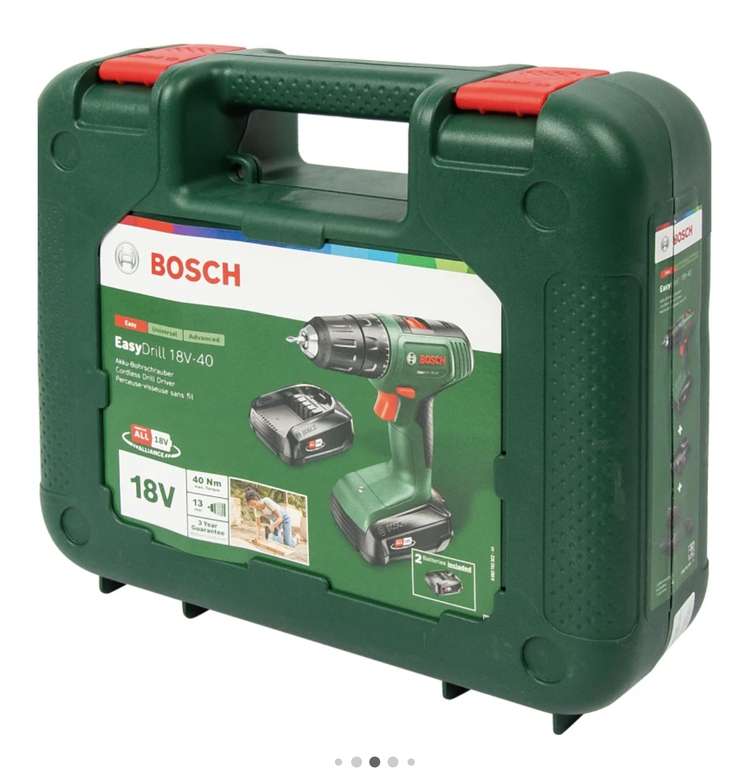 Дрель аккумуляторная Bosch EasyDrill 18 В Li-Ion (2акб 18 В * 1.5 А/ч, зарядка, кейс, бита)