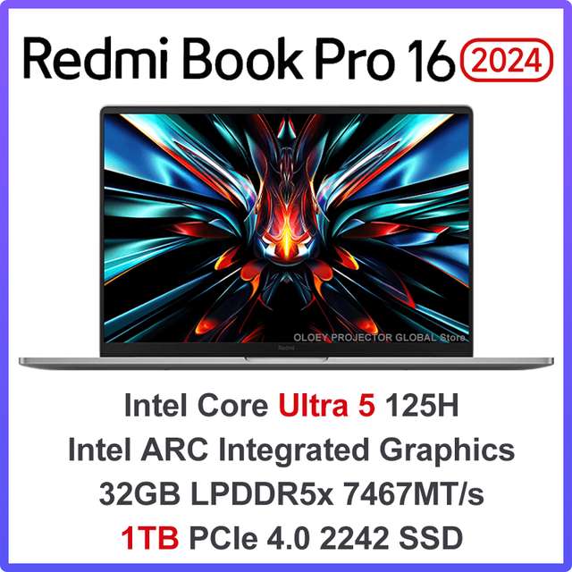 Ноутбук Xiaomi RedmiBook Pro 16, 16", 2560x1600, intel Ultra 5, 32 Гб / 1 Тб, Intel ARC Graphics NPU, windows 11