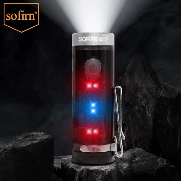 Фонарь светодиодный, перезаряжаемый Sofirn SC02, 330lm, 90 CRI, USB C, с индикатором RGB EDC