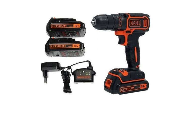 Шуруповерт аккумуляторный Black+Decker BDCDC18B-QW, 30Нм, 18В, 2x1.5Ач, з/у