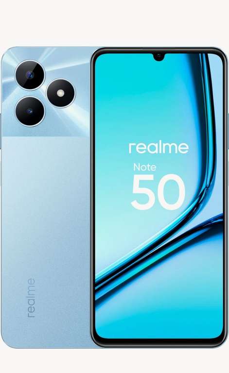 Смартфон realme Note 50 4/128 ГБ RU, Dual nano SIM, небесно-голубой (персональная цена может отличаться на аккаунтах)