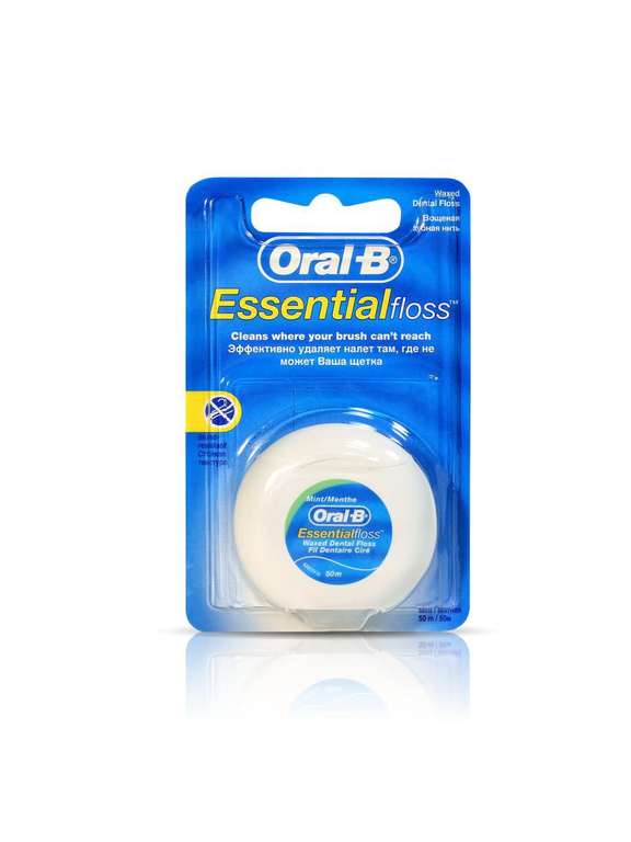 Зубная нить Oral-B Essential floss мятная 50м + зубные щетки в описании