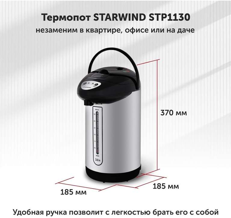 Термопот STARWIND STP1130 (1580₽ с озон картой)