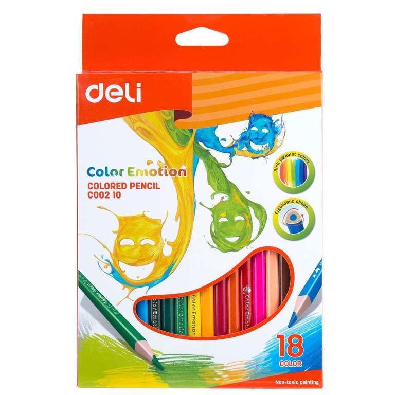 Акция 1+1 на канцтовары (например, 2 шт - карандаши цветные Deli Color Emotion 18 цветов 458043)