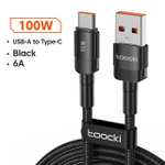USB-кабель Toocki Type-C, 100 Вт на 1 м(в описание 0.25м, 0.5m так же доступен)