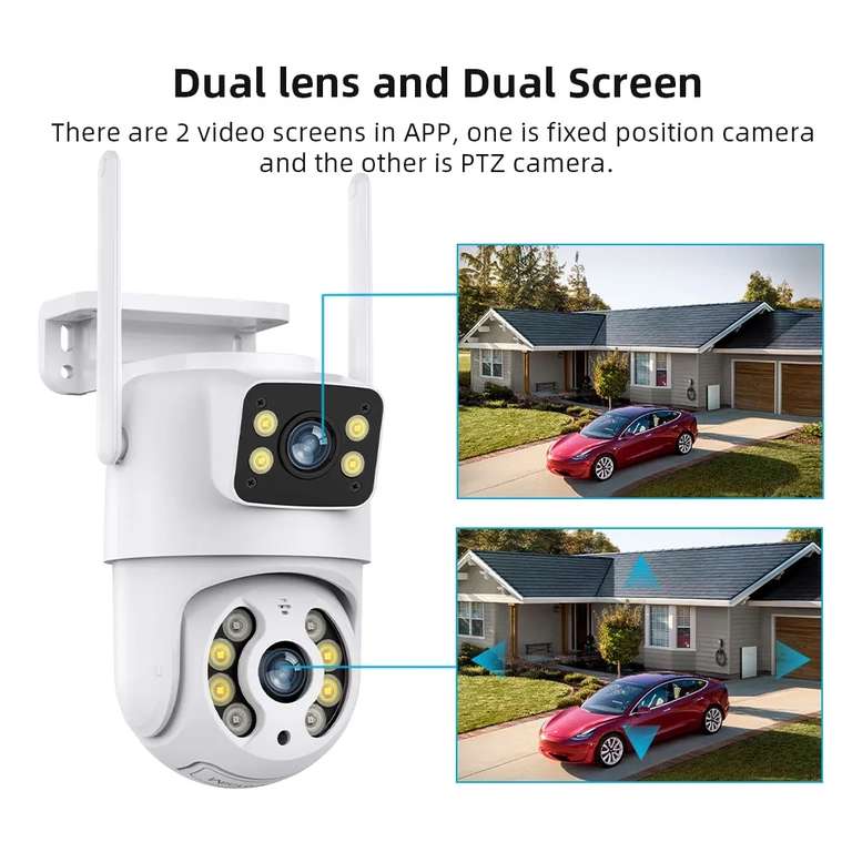 Уличная камера видеонаблюдения Hiseeu 4K 8MP (автоматическое отслеживание, голосовая связь, 2 объектива, IP66, 2,4G WIFI + RJ45)