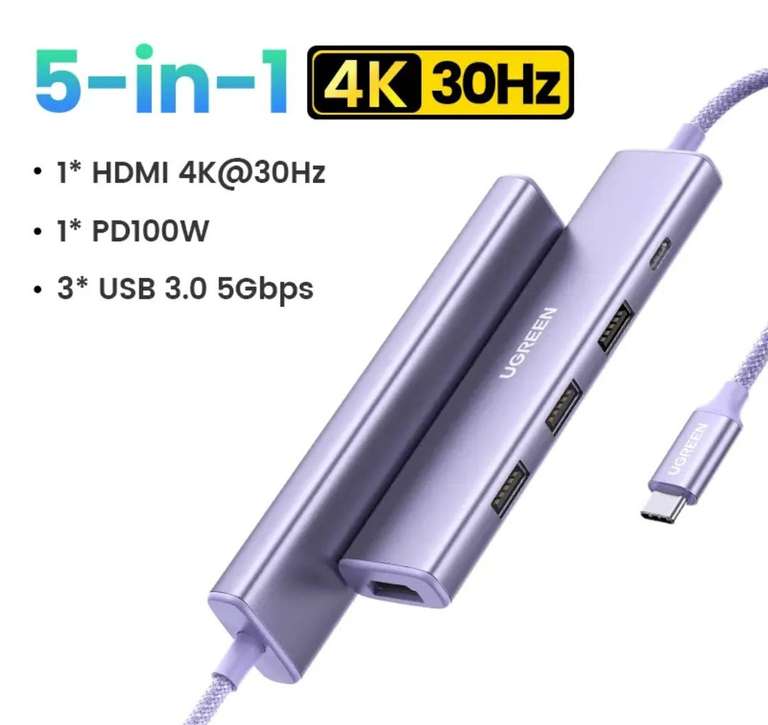 USB-C хаб 5 в 1 от UGREEN