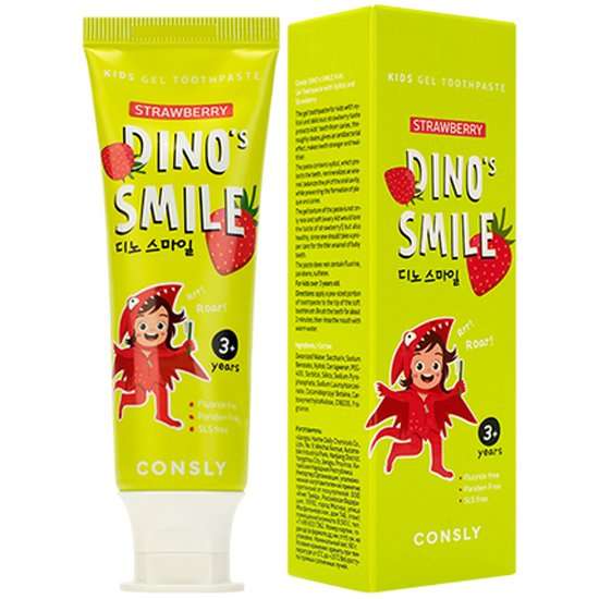 Детская гелевая зубная паста Consly Dino's smile c ксилитом и вкусом пломбира, 60 г (+ другие вкусы в описании)