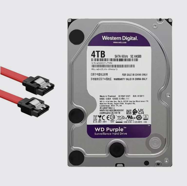 4 ТБ Внутренний жесткий диск Western Digital Purple 3.5" 7200 WD40PURX (цена с ozon картой) (из-за рубежа)